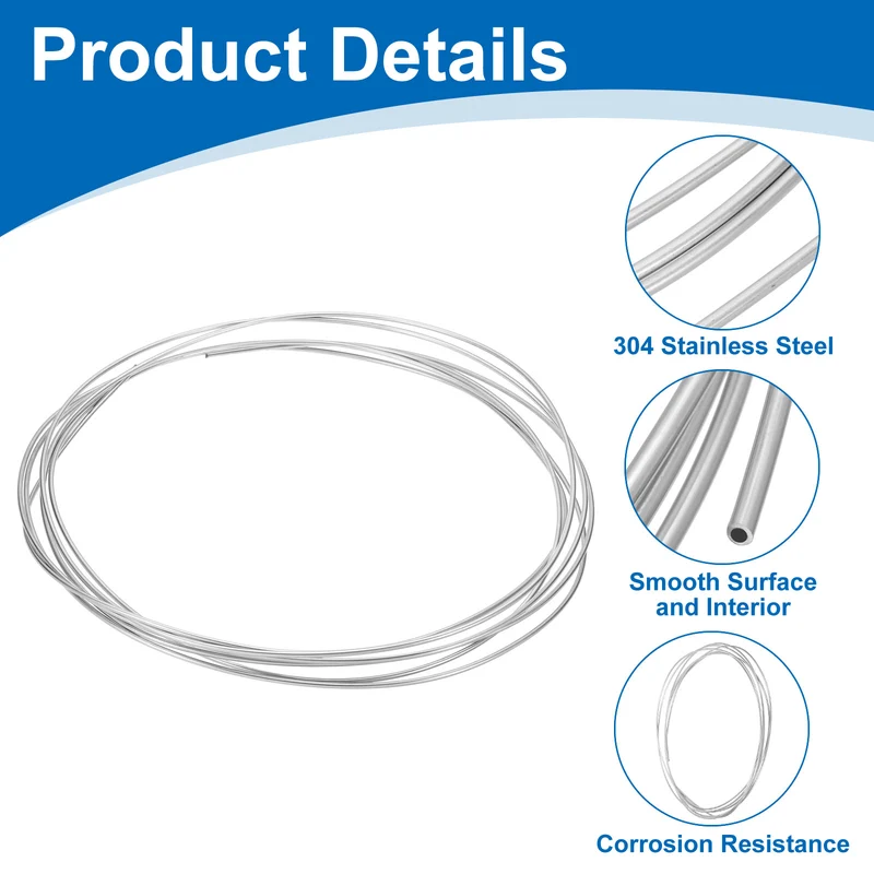 7/64" OD x 16 ft Industrial 304 Stainless Steel Tube(Wall Thickness 1mm)