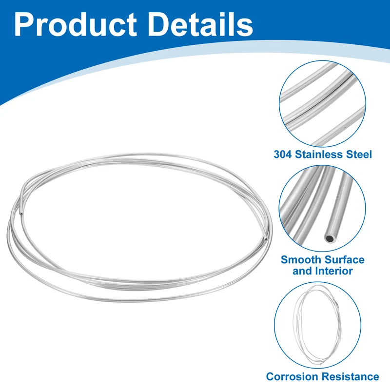 7/64" OD x 10 ft Industrial 304 Stainless Steel Tube(Wall Thickness 0.5mm)