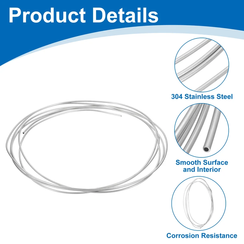 7/64" OD x 13 ft Industrial 304 Stainless Steel Tube (Wall Thickness 0.5mm)