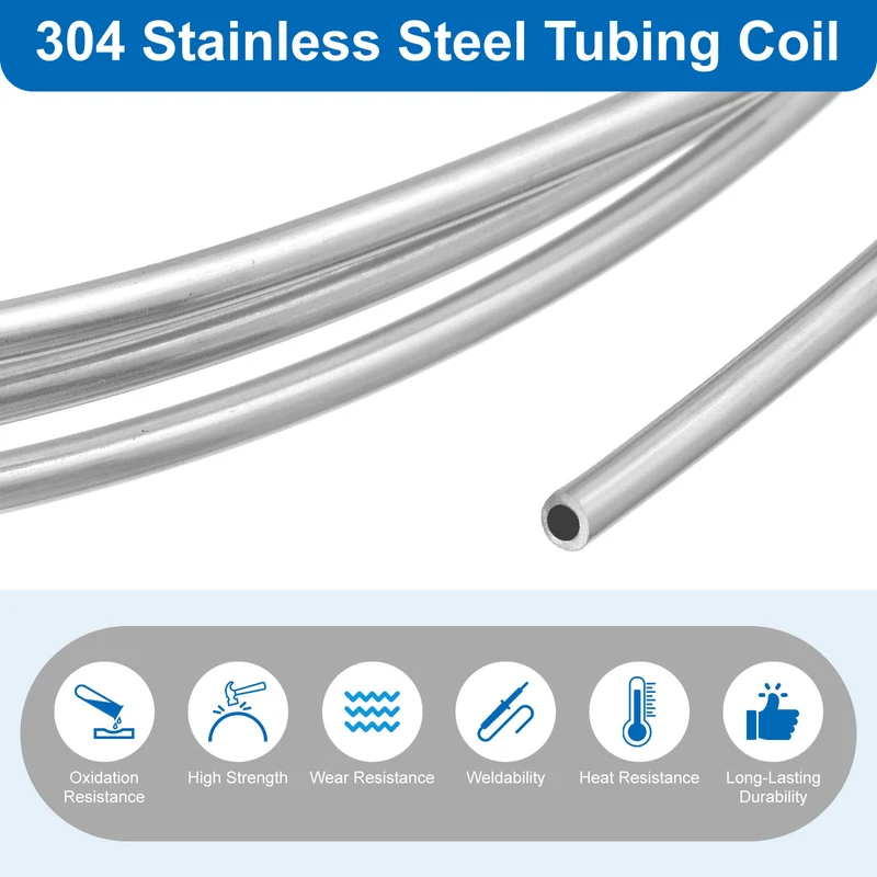 7/64" OD x 13 ft Industrial 304 Stainless Steel Tube (Wall Thickness 0.5mm)
