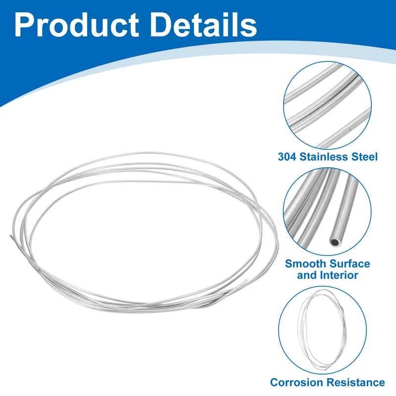 7/64" OD x 16 ft Industrial 304 Stainless Steel Tube(Wall Thickness 0.5mm)