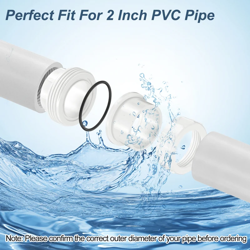 2Pcs 63mm(2") PVC-Union Coupling Pipe Fitting Slip Joint Adapter, White