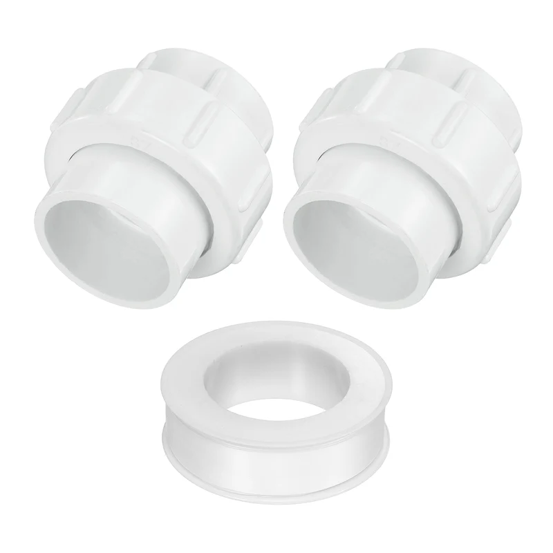 2Pcs 40mm(1-1/4") PVC-Union Coupling Pipe Fitting Slip Joint Adapter, White