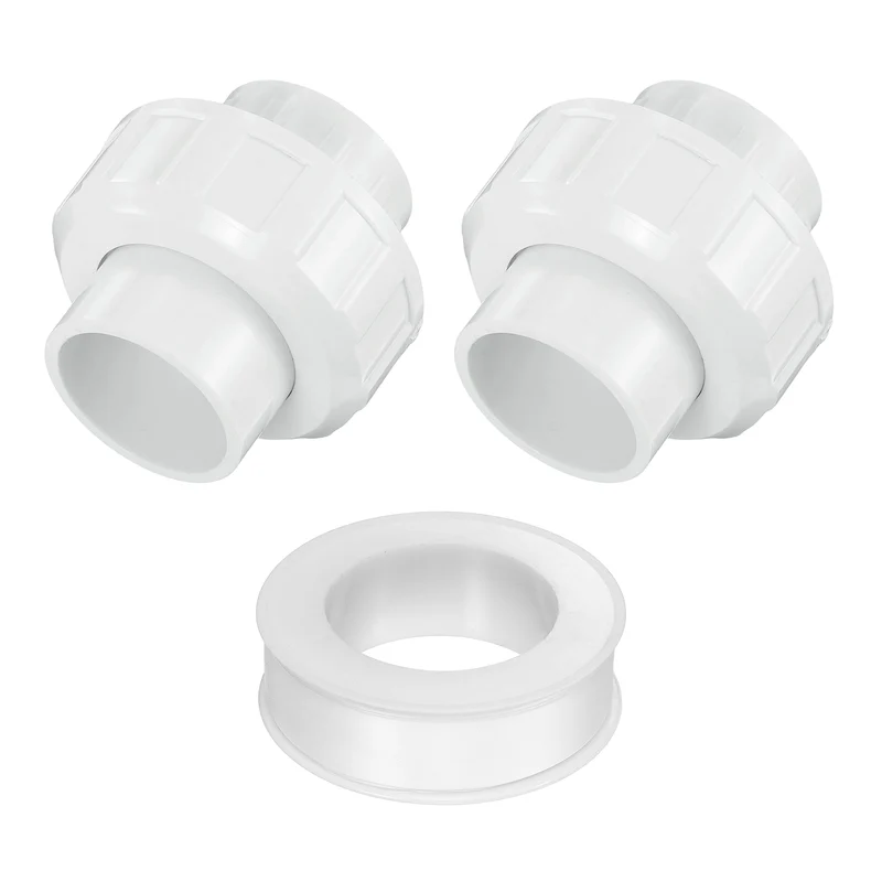 2Pcs 32mm(1") PVC-Union Coupling Pipe Fitting Slip Joint Adapter, White