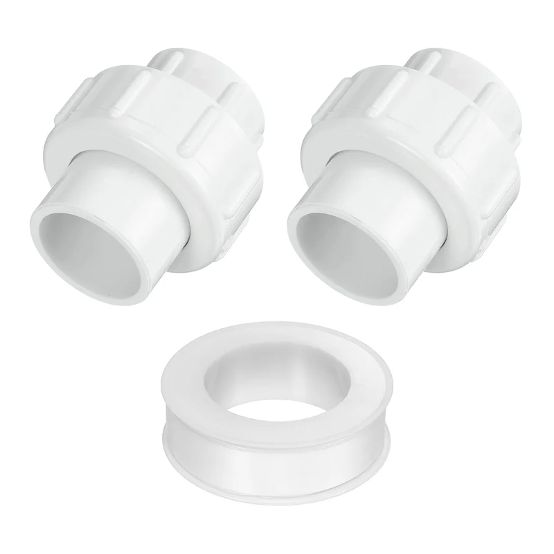 2Pcs 25mm(3/4") PVC-Union Coupling Pipe Fitting Slip Joint Adapter, White