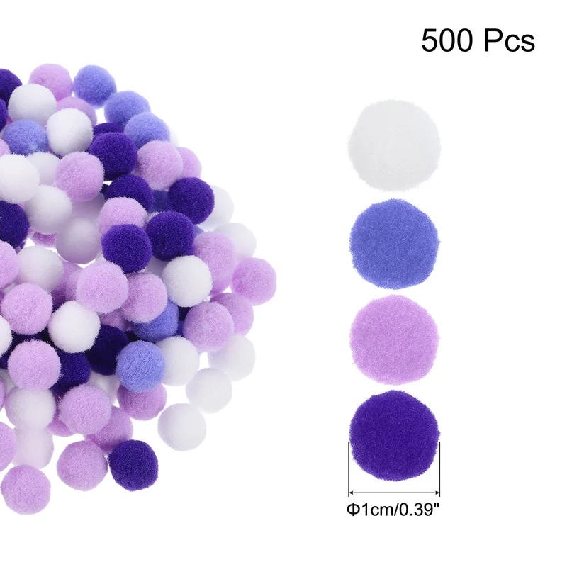 Pom Felt Balls Fabric 1cm 10mm Purple White for Craft Project DIY 500 Pcs