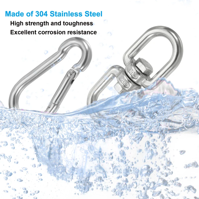 Double Ended Swivel Eye Hook M6 Working Load 135kg/297lbs with Snap Hook