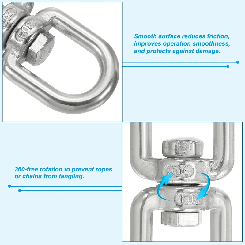 Double Ended Swivel Eye Hook M6 Working Load 135kg/297lbs with Snap Hook