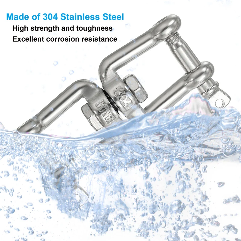 Double Shackle Swivel Hook M8 Working Load 475kg/1047lbs, for Hanging