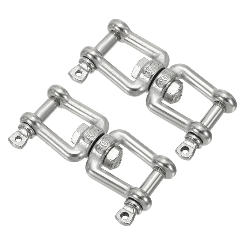 2Pcs Double Shackle Swivel Hook M6 Working Load 300kg/66lbs, for Hanging