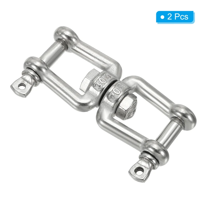 2Pcs Double Shackle Swivel Hook M6 Working Load 300kg/66lbs, for Hanging