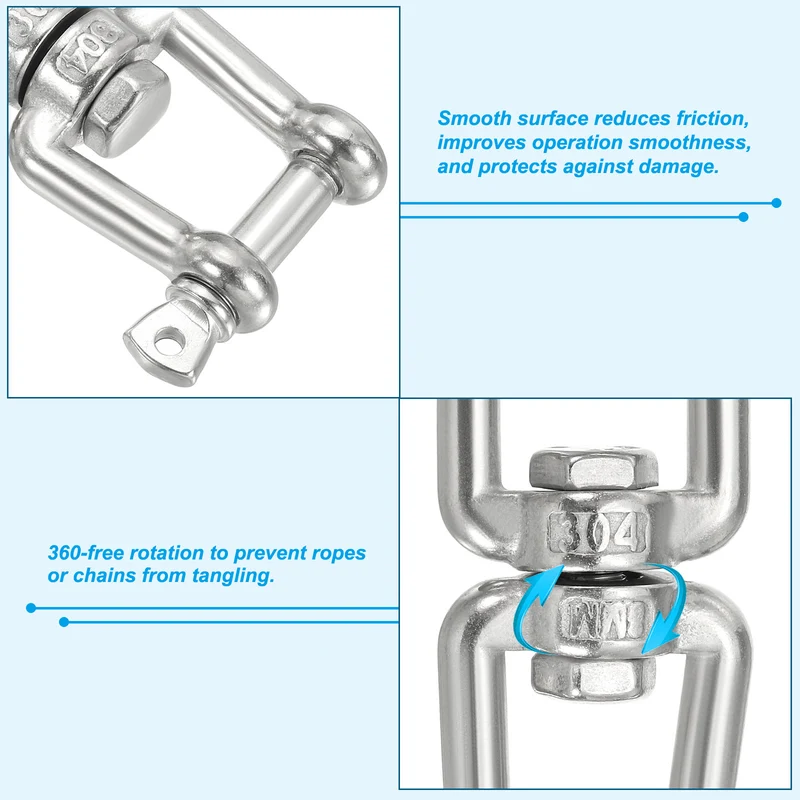 Double Ended Swivel Hook M8 Working Load 475kg/1047lbs, for Hanging