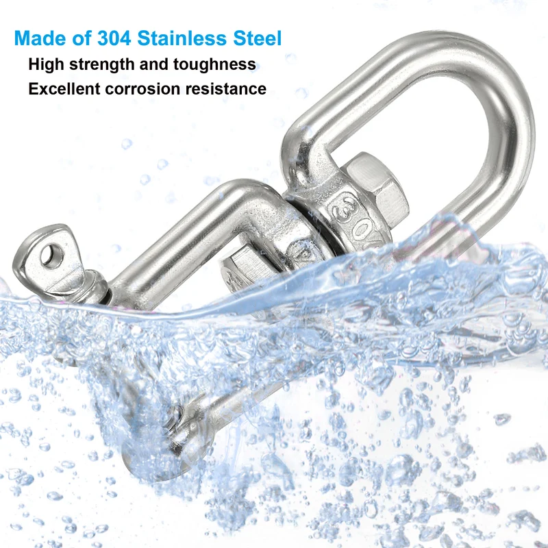 2Pcs Double Ended Swivel Hook M6 Working Load 300kg/661lbs, for Hanging