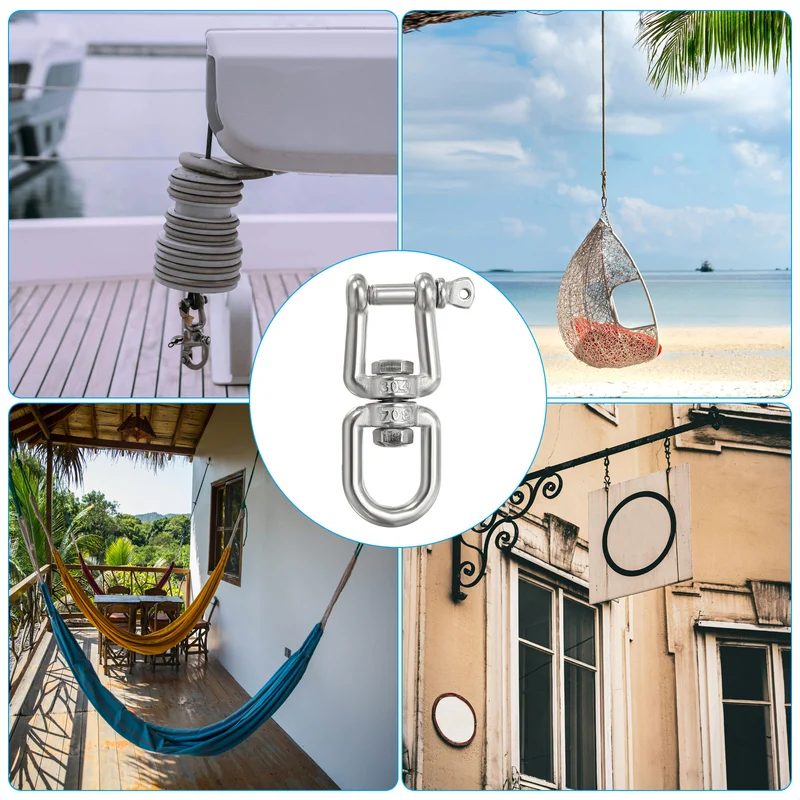 2Pcs Double Ended Swivel Hook M6 Working Load 300kg/661lbs, for Hanging