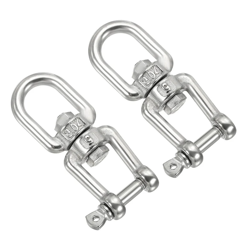 2Pcs Double Ended Swivel Hook M5 Working Load 163kg/359lbs, for Hanging