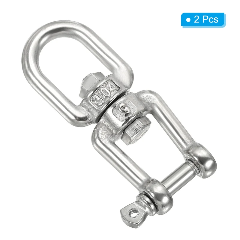 2Pcs Double Ended Swivel Hook M5 Working Load 163kg/359lbs, for Hanging