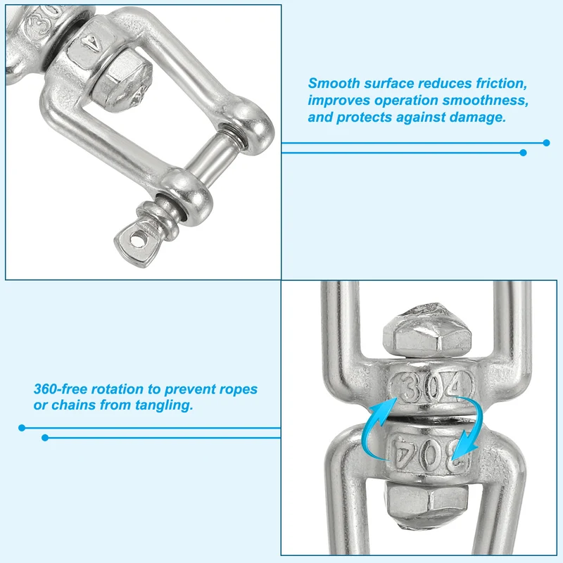 2Pcs Double Ended Swivel Hook M4 Working Load 133kg/293lbs, for Hanging
