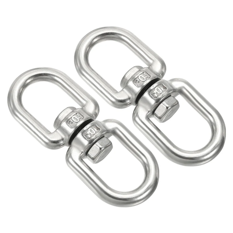 2Pcs Double Ended Swivel Eye Hook M8 Working Load 475kg/1047lbs, for Hanging