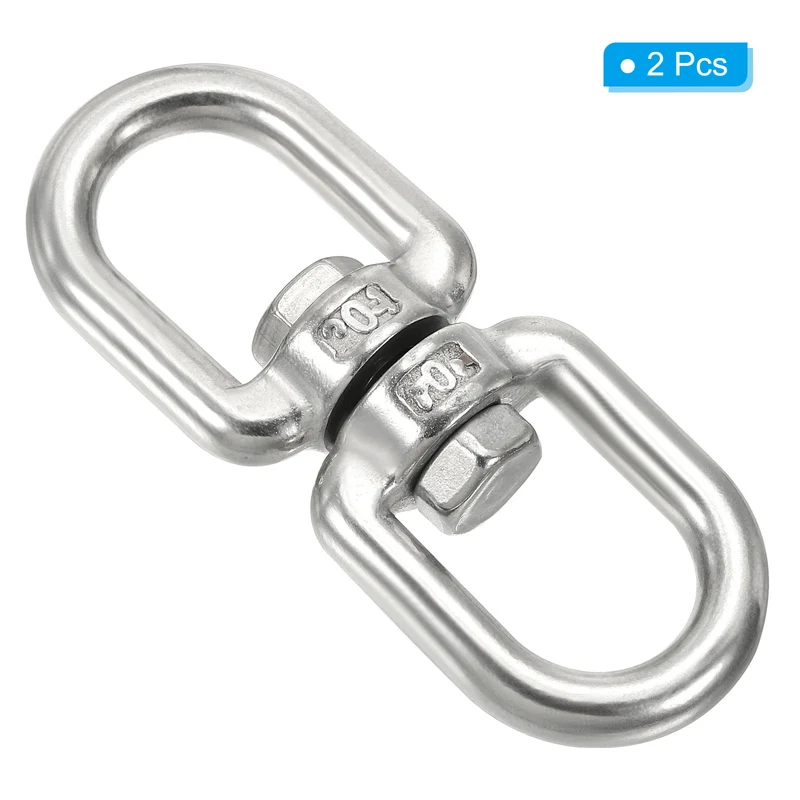 2Pcs Double Ended Swivel Eye Hook M8 Working Load 475kg/1047lbs, for Hanging