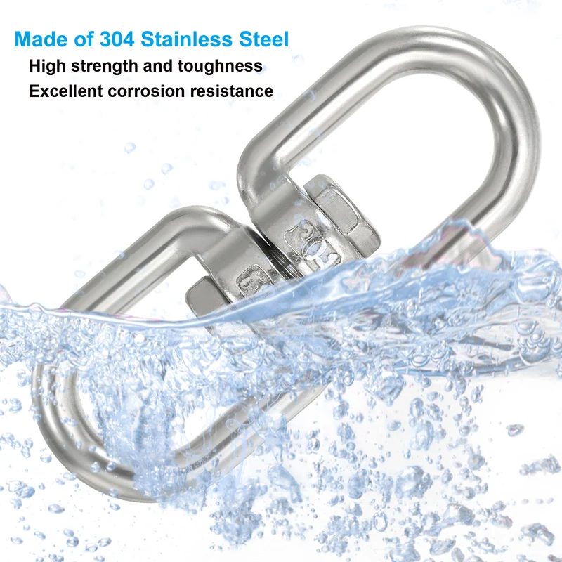 2Pcs Double Ended Swivel Eye Hook M8 Working Load 475kg/1047lbs, for Hanging