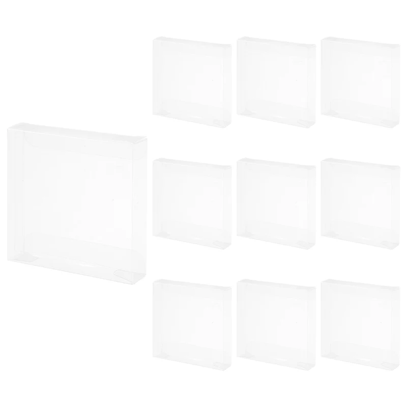 10 PCS Clear Gift Box,3.6"x0.8"x3.6" Plastic Packing Box for Candy Cookies