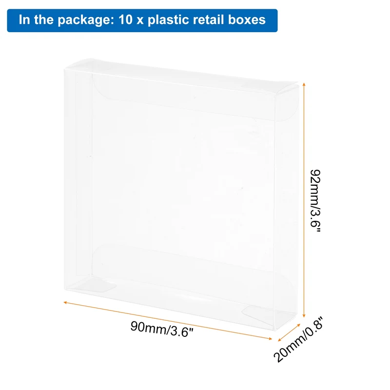 10 PCS Clear Gift Box,3.6"x0.8"x3.6" Plastic Packing Box for Candy Cookies