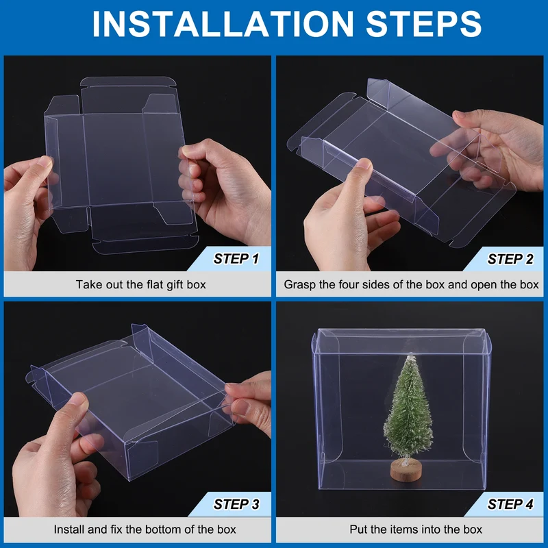 10 PCS Clear Gift Box,3.6"x0.8"x3.6" Plastic Packing Box for Candy Cookies