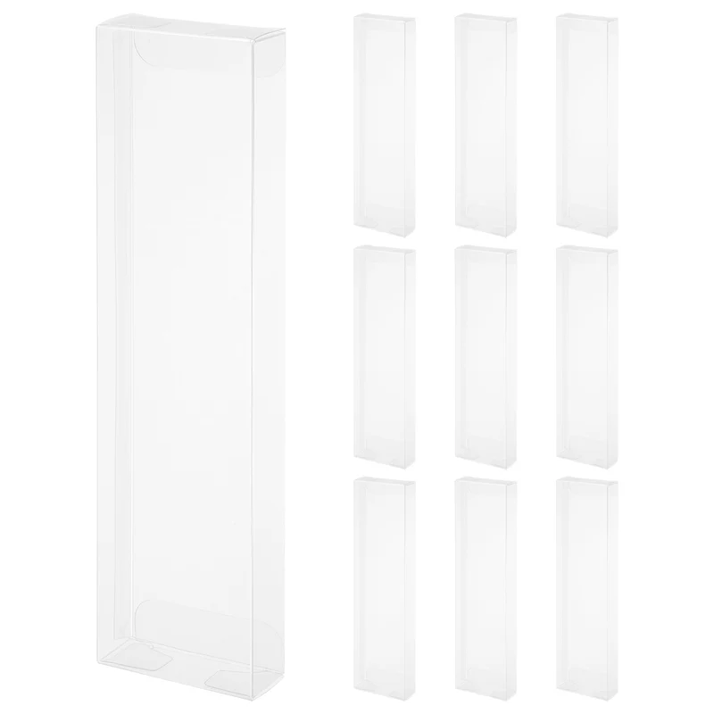 10 PCS Clear Gift Box,2"x0.8"x7.7" Plastic Packing Box for Candy Cookies