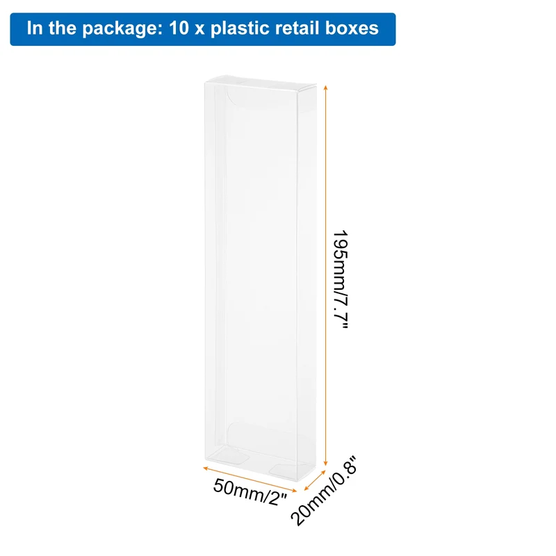 10 PCS Clear Gift Box,2"x0.8"x7.7" Plastic Packing Box for Candy Cookies