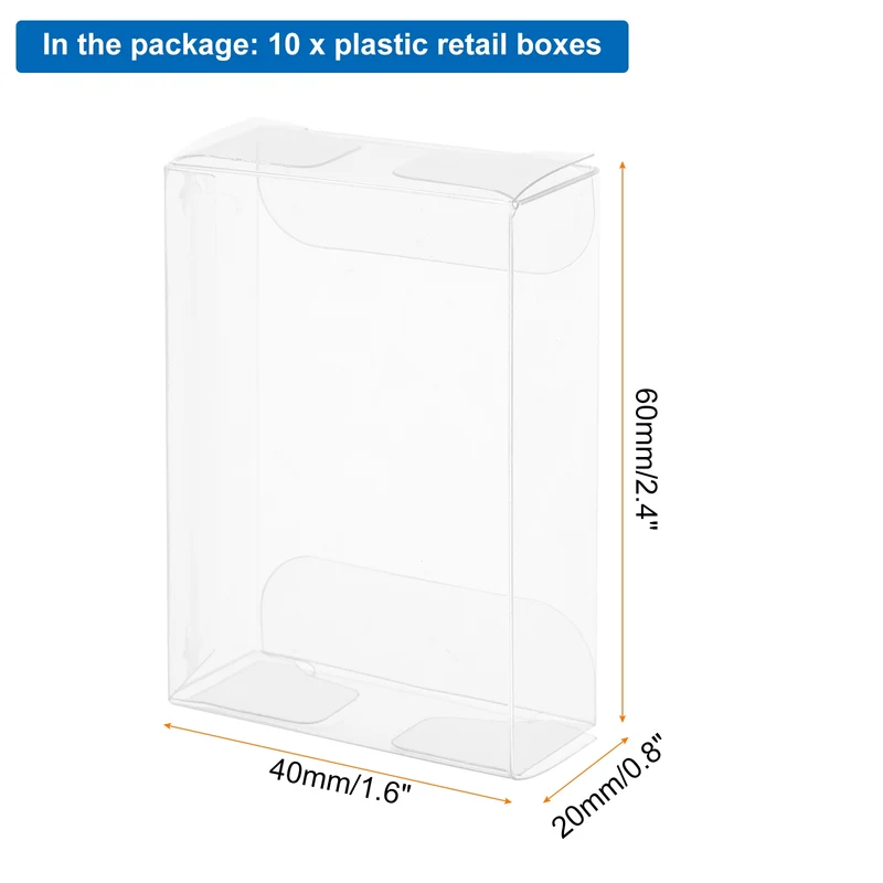 10 PCS Clear Gift Box,1.6"x0.8"x2.4" Plastic Packing Box for Candy Cookies