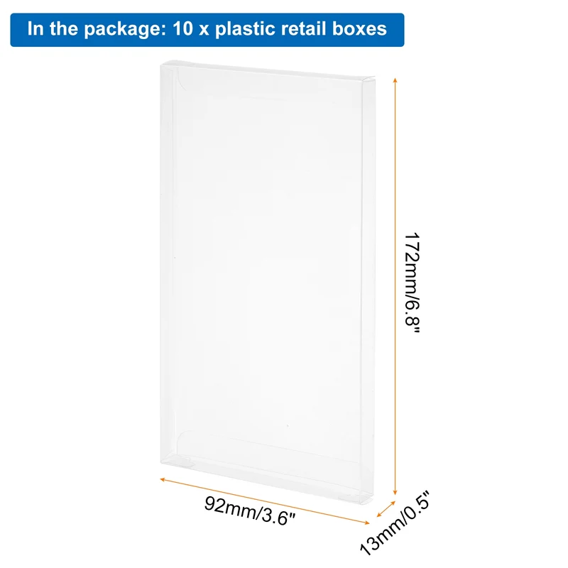10 PCS Clear Gift Box,3.6"x0.5"x6.8" Plastic Packing Box for Candy Cookies
