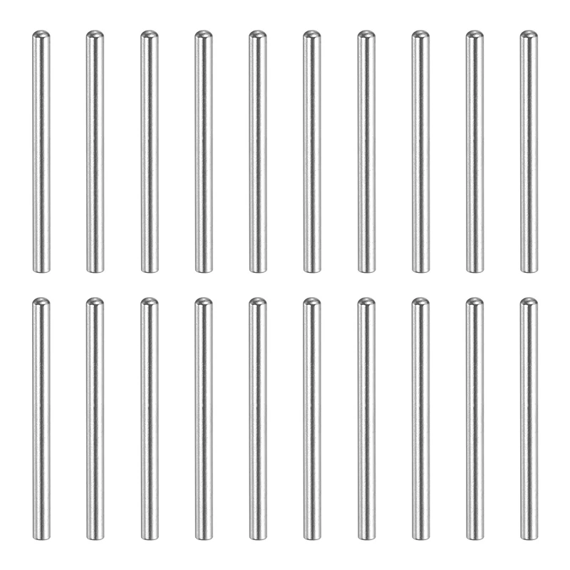 60 Pcs 1x20 mm 304 Stainless Steel Round Head Flat Chamfered End Dowel Pins