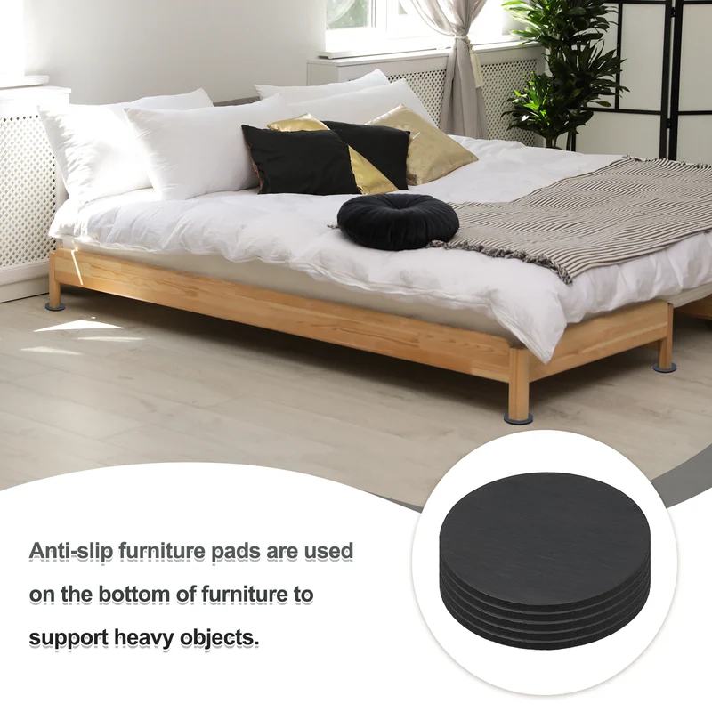 18pcs Non Slip Furniture Pads 1-1/16" x 0.06" Adhesive Round Rubber Feet Black