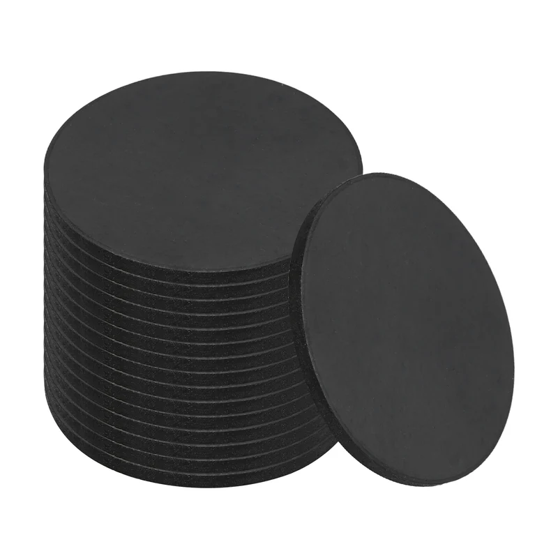 16pcs Non Slip Furniture Pads 1" x 0.06" Adhesive Round Rubber Feet Black