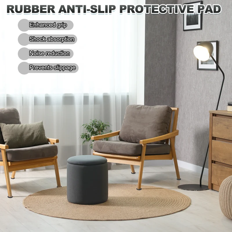 16pcs Non Slip Furniture Pads 7/8" x 0.06" Adhesive Round Rubber Feet Black
