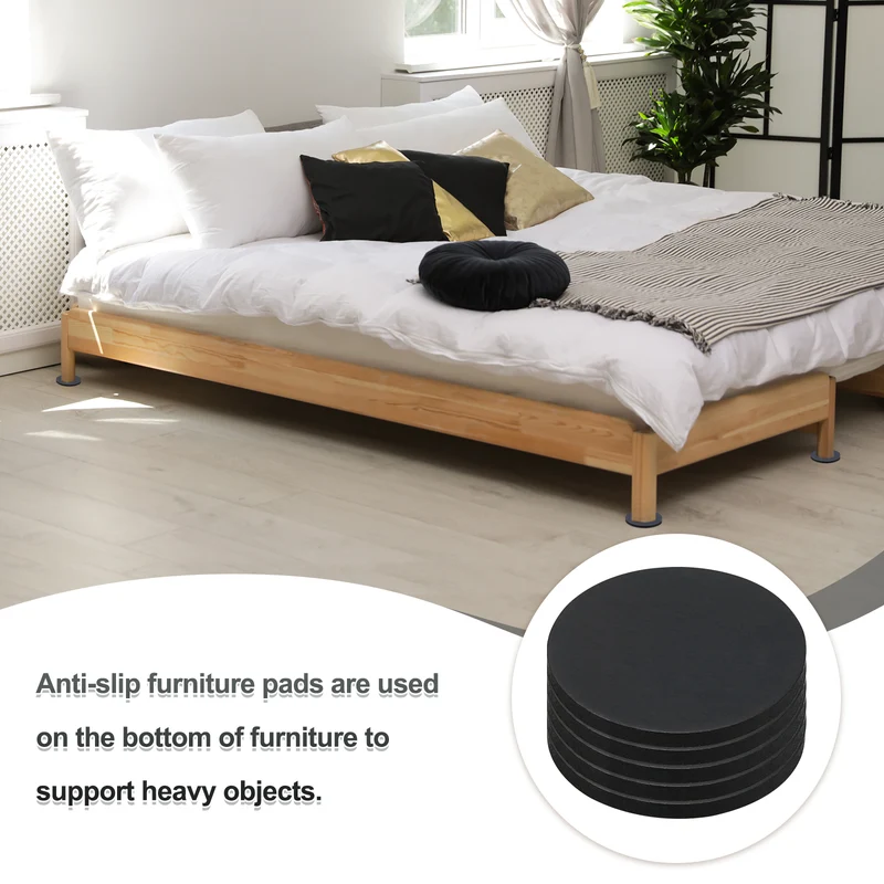 25pcs Non Slip Furniture Pads 13/16" x 0.06" Adhesive Round Rubber Feet Black