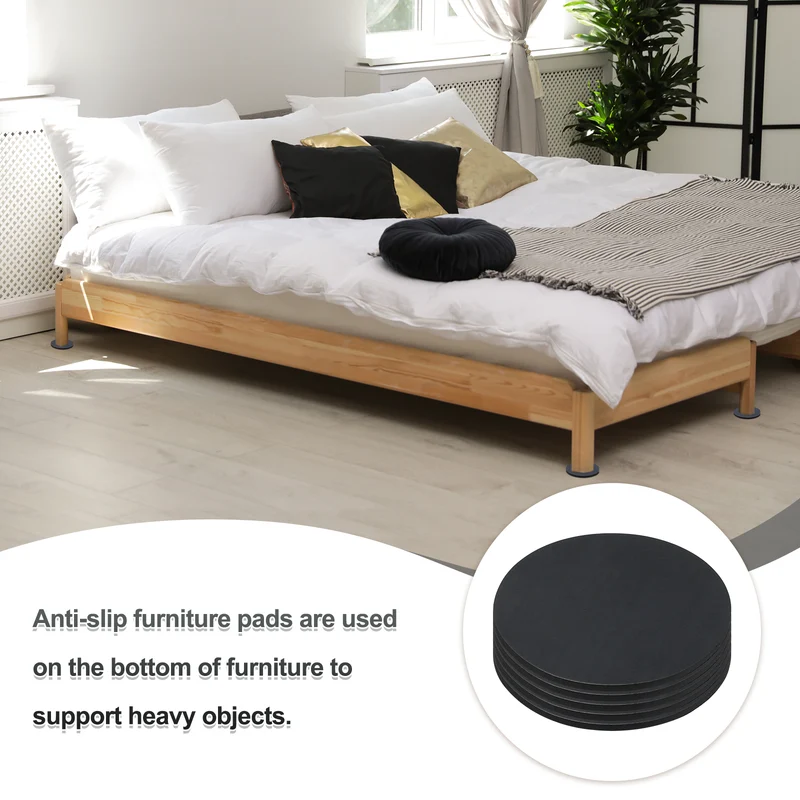 18pcs Non Slip Furniture Pads 1-3/16" x 0.04" Adhesive Round Rubber Feet Black