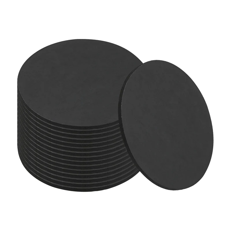 16pcs Non Slip Furniture Pads 1" x 0.04" Adhesive Round Rubber Feet Black