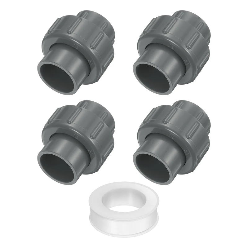 4Pcs 25mm(3/4") PVC-Union Coupling Pipe Fitting Slip Joint Adapter, Gray