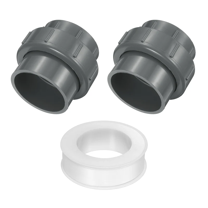 2Pcs 75mm(2-1/2") PVC-Union Coupling Pipe Fitting Slip Joint Adapter, Gray
