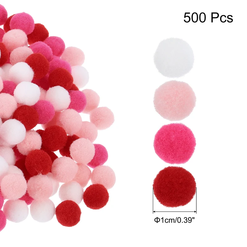 Pom Felt Balls Fabric 1cm 10mm Red White for Craft Project DIY 500 Pcs
