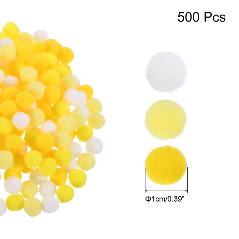 Pom Felt Balls Fabric 1cm 10mm Yellow White for Craft Project DIY 500 Pcs