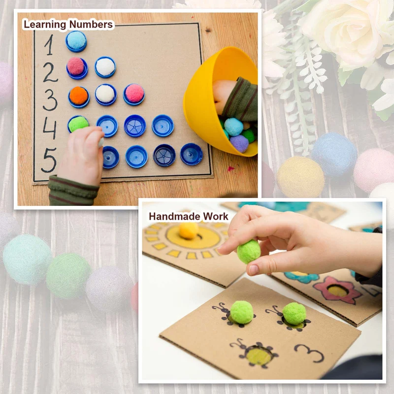 Pom Felt Balls Fabric 1cm 10mm Yellow White for Craft Project DIY 500 Pcs