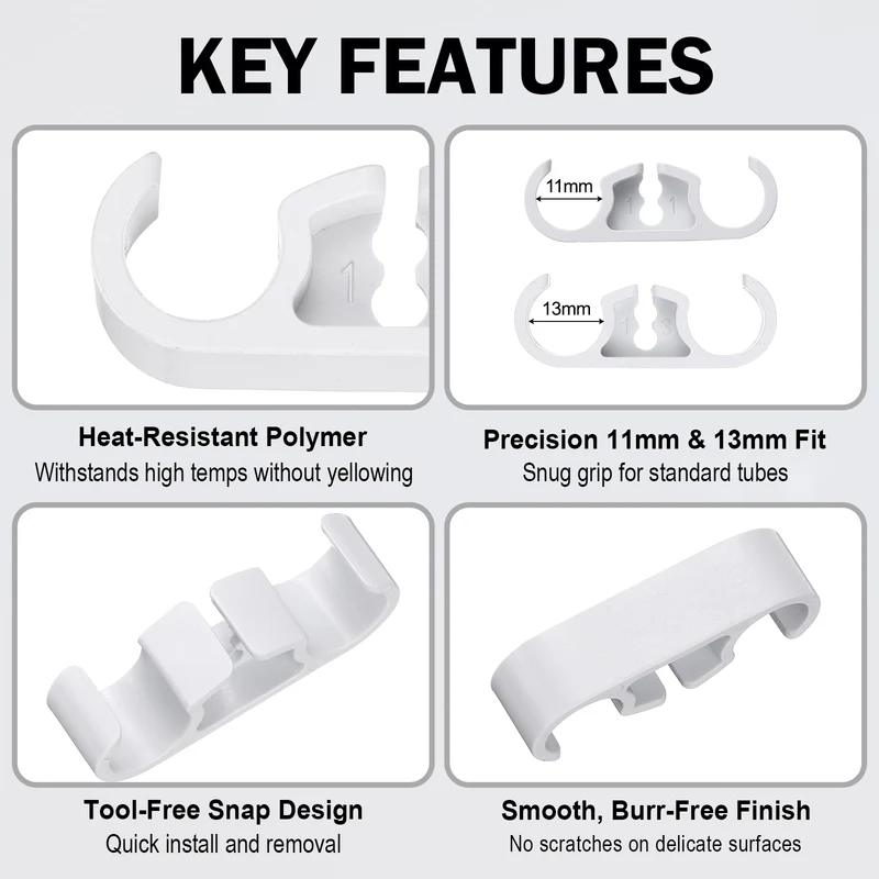 8Pcs 11/13mm CPU Liquid Coolers Tube Combs for Radiator, White