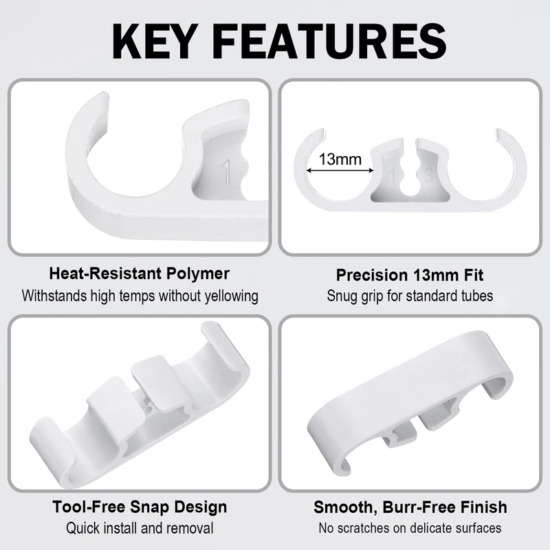4Pcs 13mm CPU Liquid Coolers Tube Combs for Radiator, White