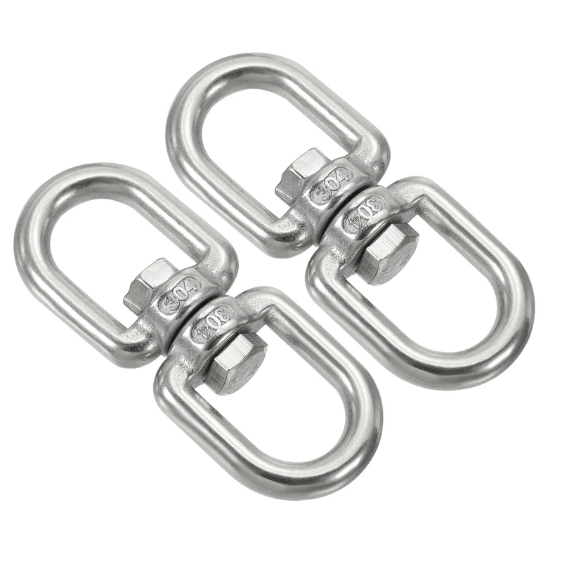 2Pcs Double Ended Swivel Eye Hook M6 Working Load 300kg/661lbs, for Hanging