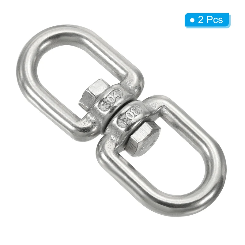 2Pcs Double Ended Swivel Eye Hook M6 Working Load 300kg/661lbs, for Hanging