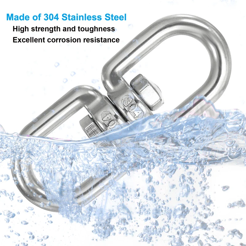 2Pcs Double Ended Swivel Eye Hook M6 Working Load 300kg/661lbs, for Hanging