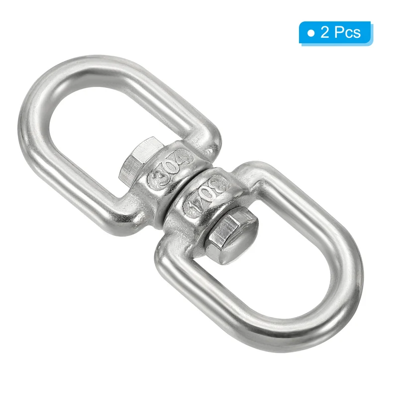 2Pcs Double Ended Swivel Eye Hook M5 Working Load 163kg/359lbs, for Hanging