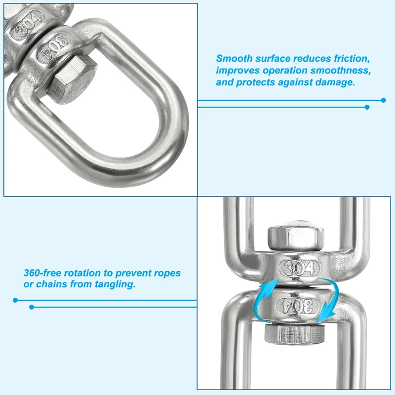 Double Ended Swivel Eye Hook M6 Working Load 300kg/661lbs, for Hanging